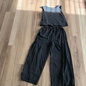 Z Supply Black Sleeveless Top and Wide Leg Pants